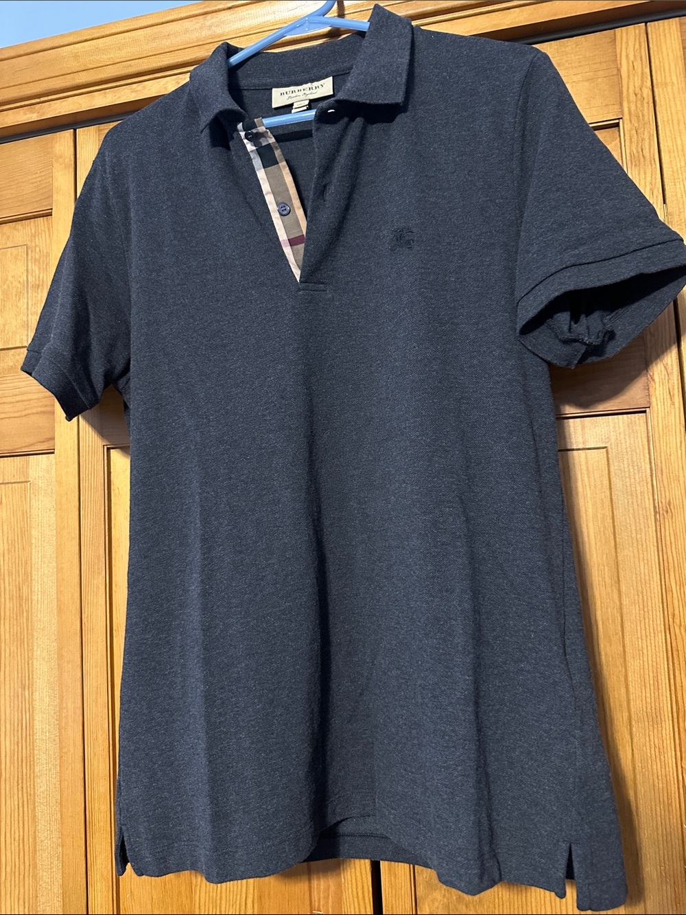 Burberry Men's Charcoal Polo with Black Embroidered Logo